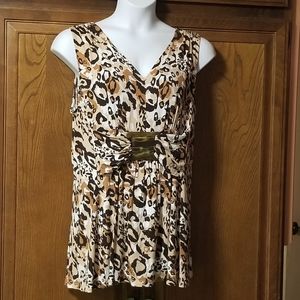 Smart Animal Print Sleeveless Tunic